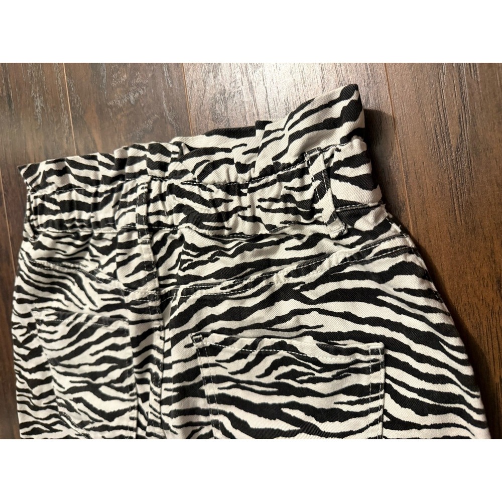Zara TRF Zebra Print Mini Skirt Size L High Waist Denim Animal Print Jean Skirt - Picture 8 of 11